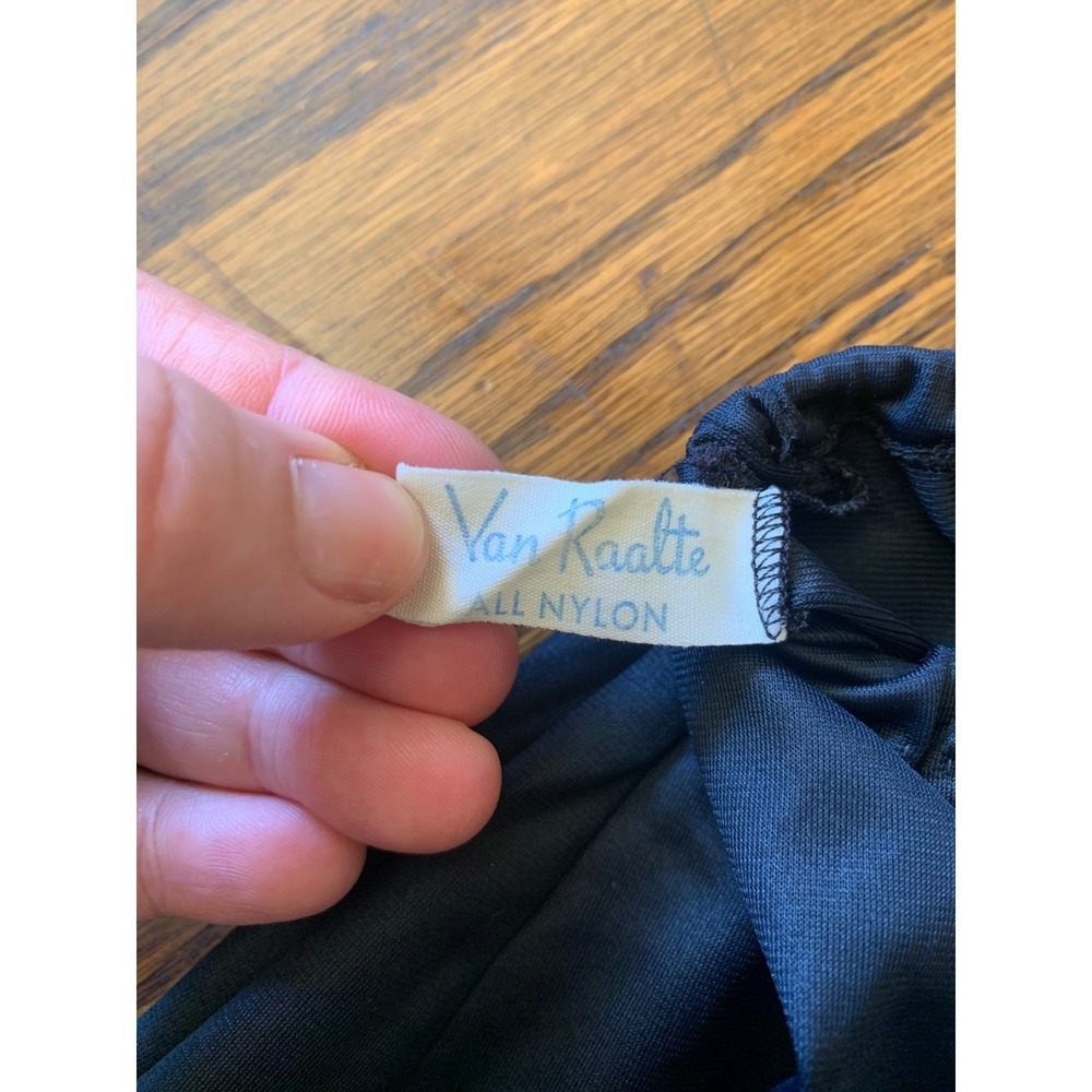 Vintage Van Raalte Suavette Black Nylon Half Slip Lace Hem Small Made in USA - Picture 7 of 7